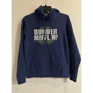 The Office Dunder Mifflin Mens Sweatshirt Hoodie Size S Navy Hooded‎ Pullover